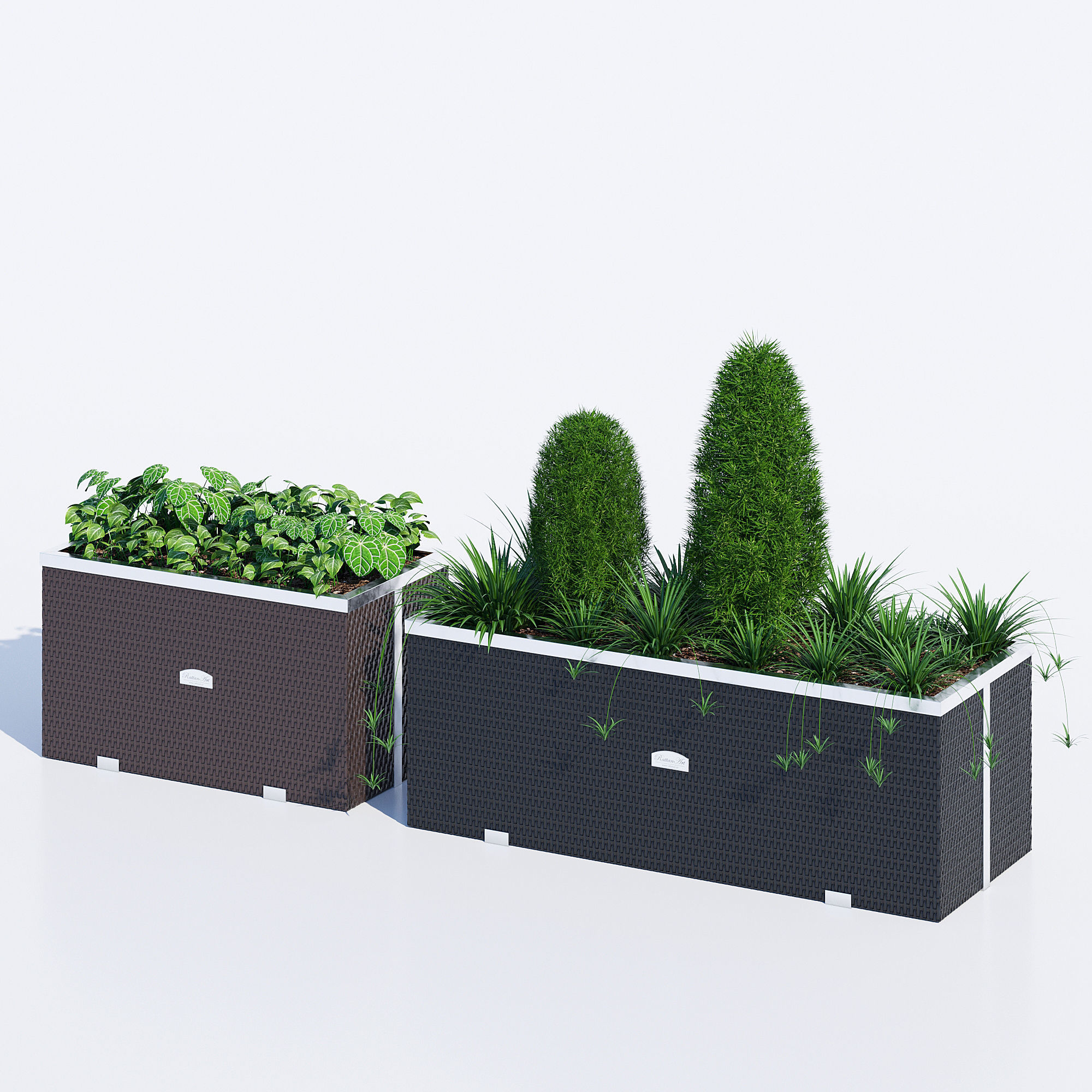 Polyrattan planter one 3D model_2