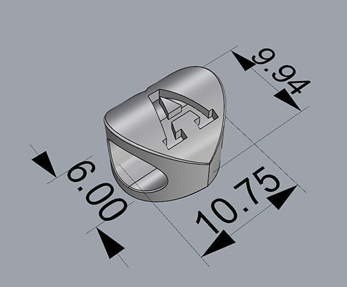 CHARMS gold heart shaped charm with letter 3D print model_4