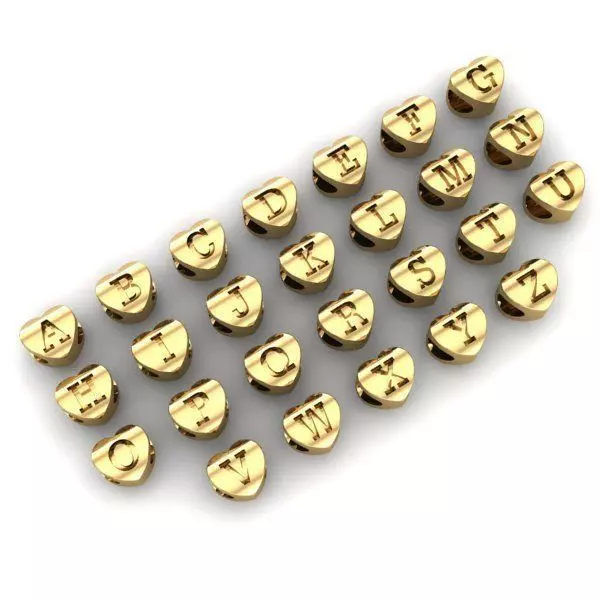 CHARMS letter gold heart bead 3D print model_0