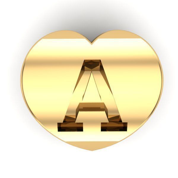 CHARMS letter gold heart bead 3D print model_3