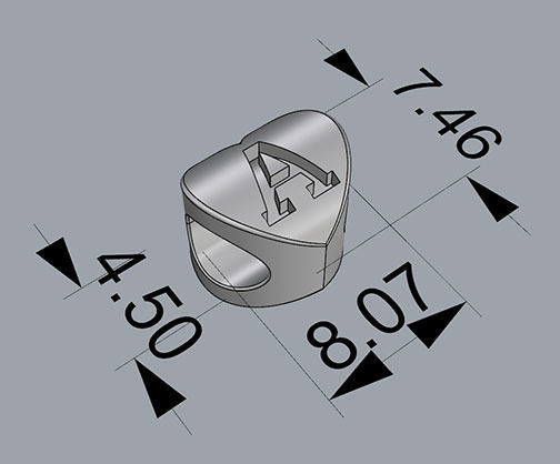 CHARMS letter gold heart bead 3D print model_4