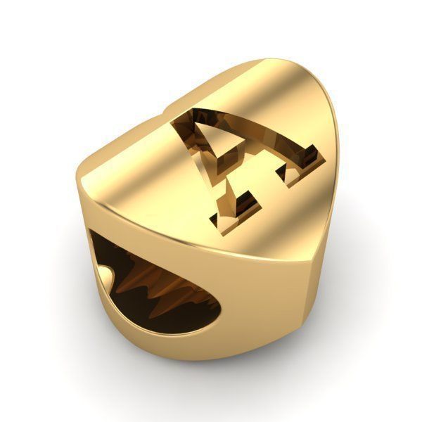 CHARMS letter gold heart bead 3D print model_2