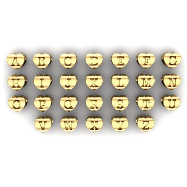 CHARMS letter gold heart bead 3D print model_1