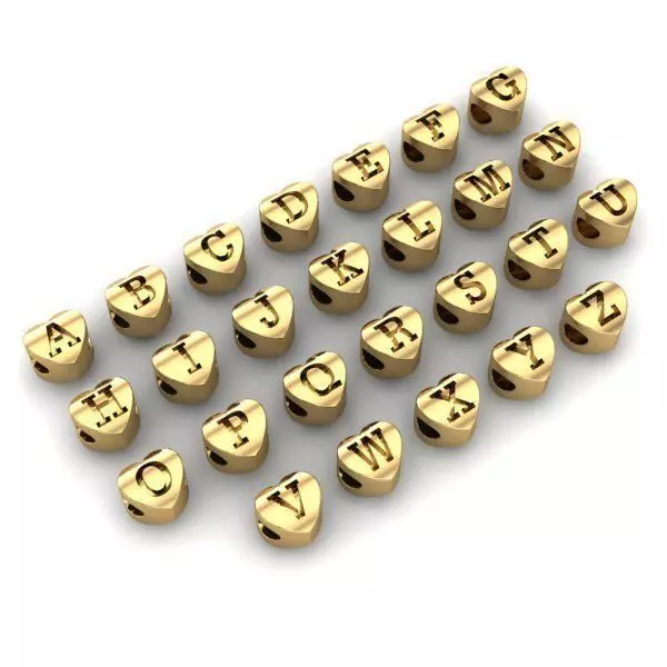 CHARMS letter gold heart charm bead 3D print model_0