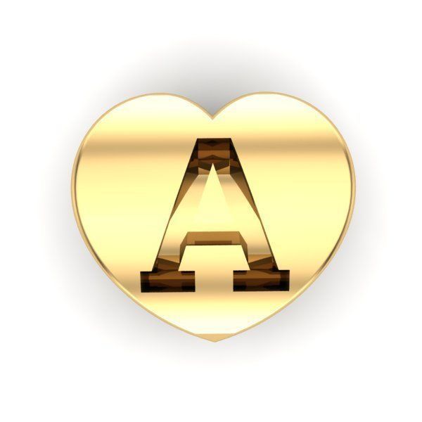 CHARMS letter gold heart charm bead 3D print model_3