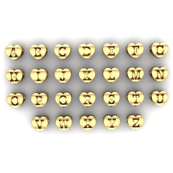 CHARMS letter gold heart charm bead 3D print model_1