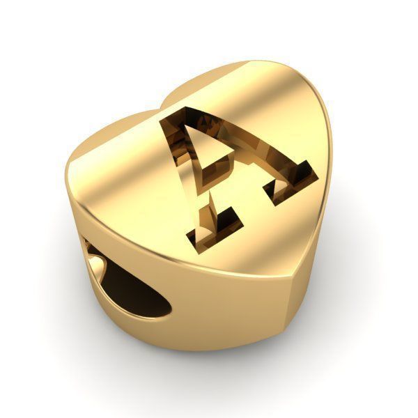 CHARMS letter gold heart charm bead 3D print model_2