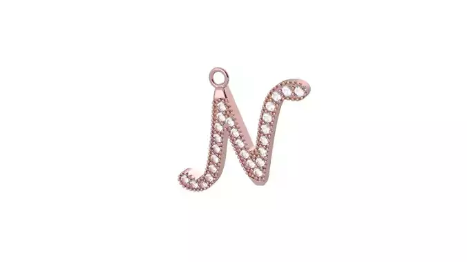 Pedant Letter N Silver Rose Gold
