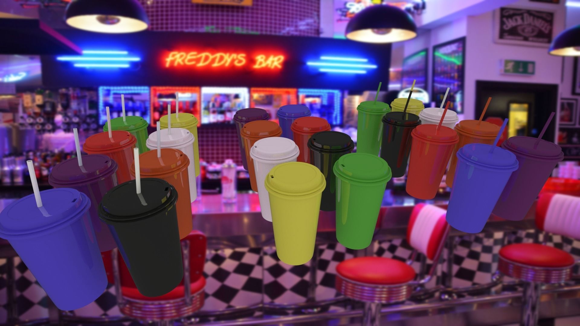 Plastic Cups 3D model_3