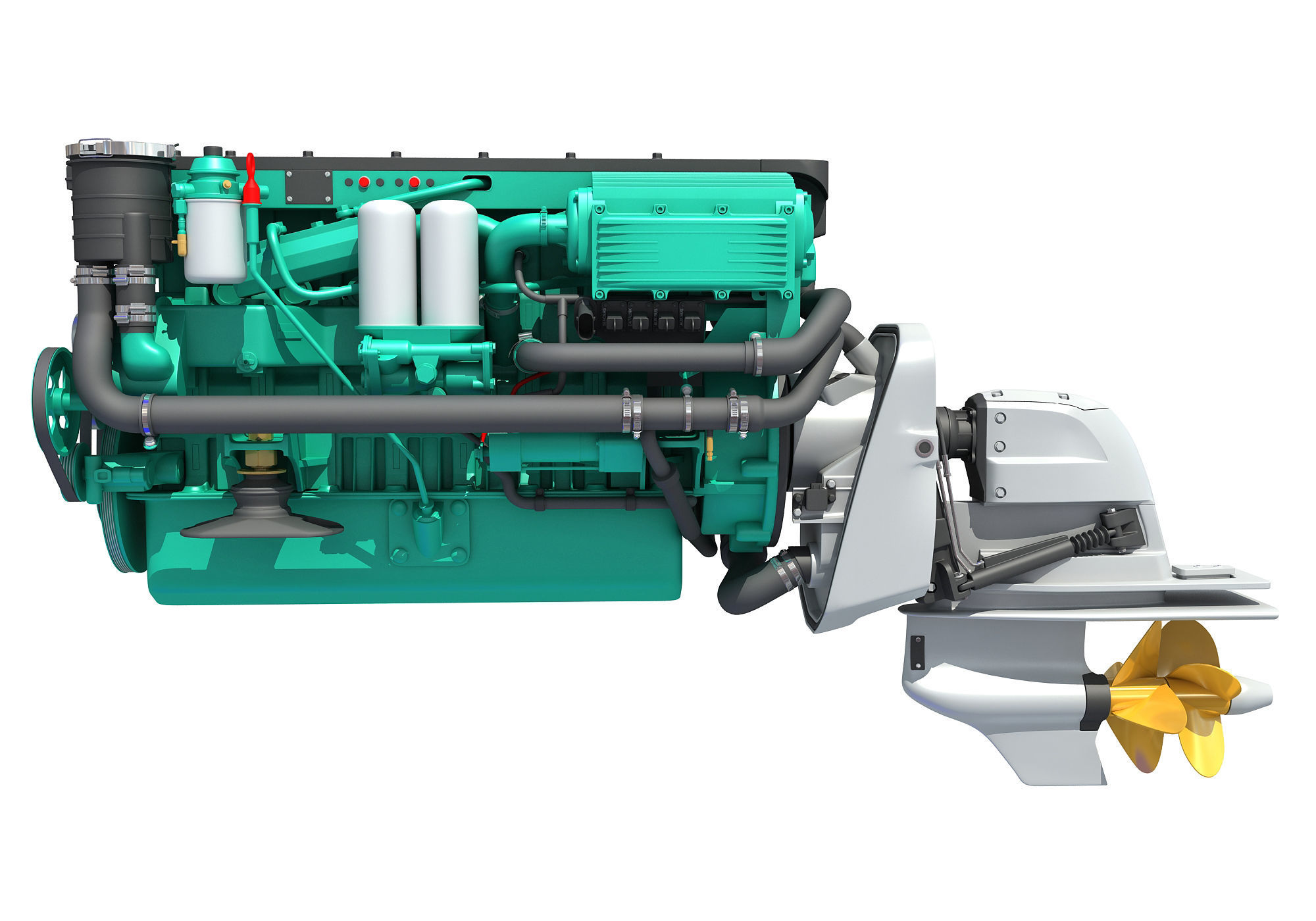 Inboard Outboard Drive Engine 3D model_2