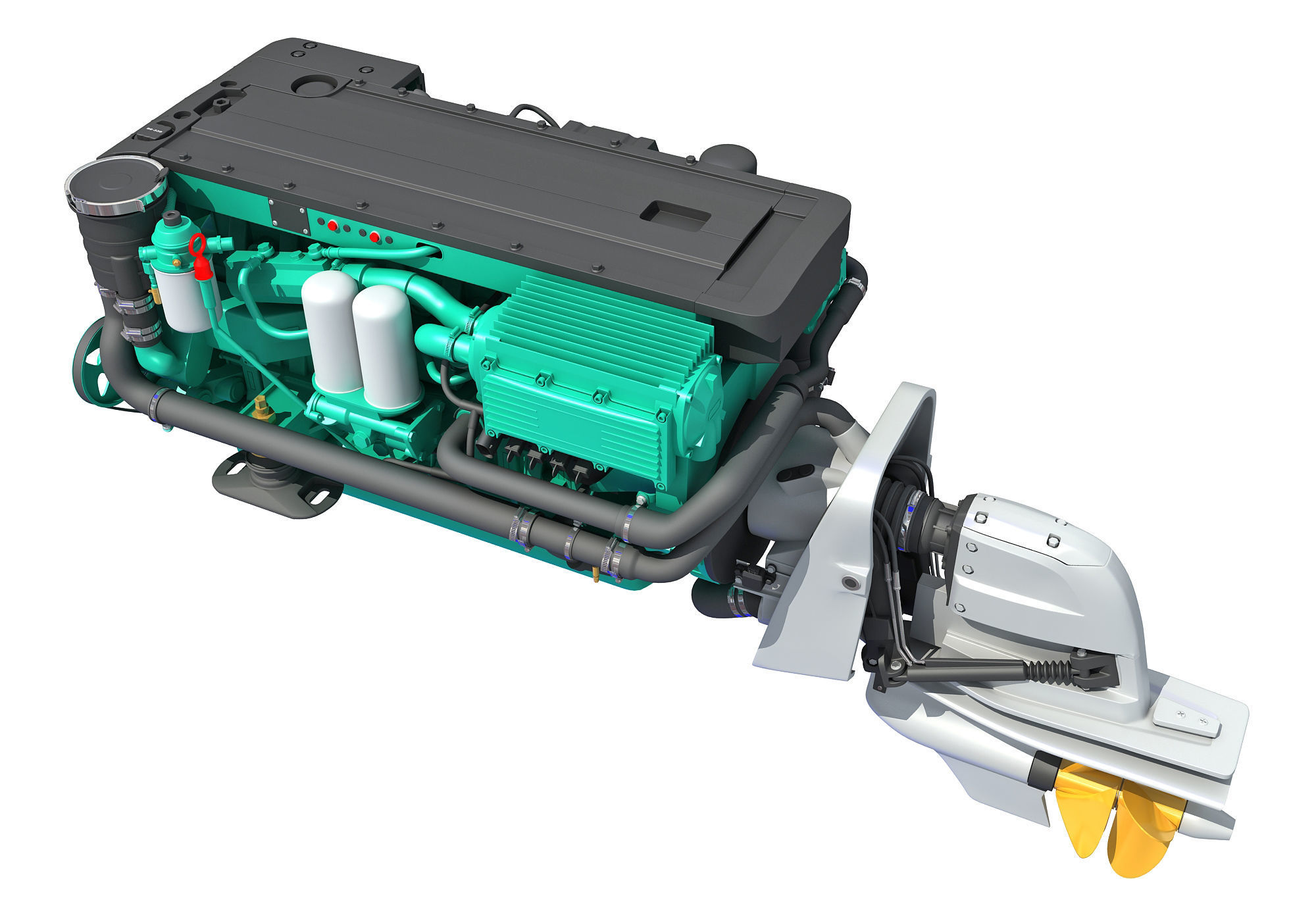 Inboard Outboard Drive Engine 3D model_4