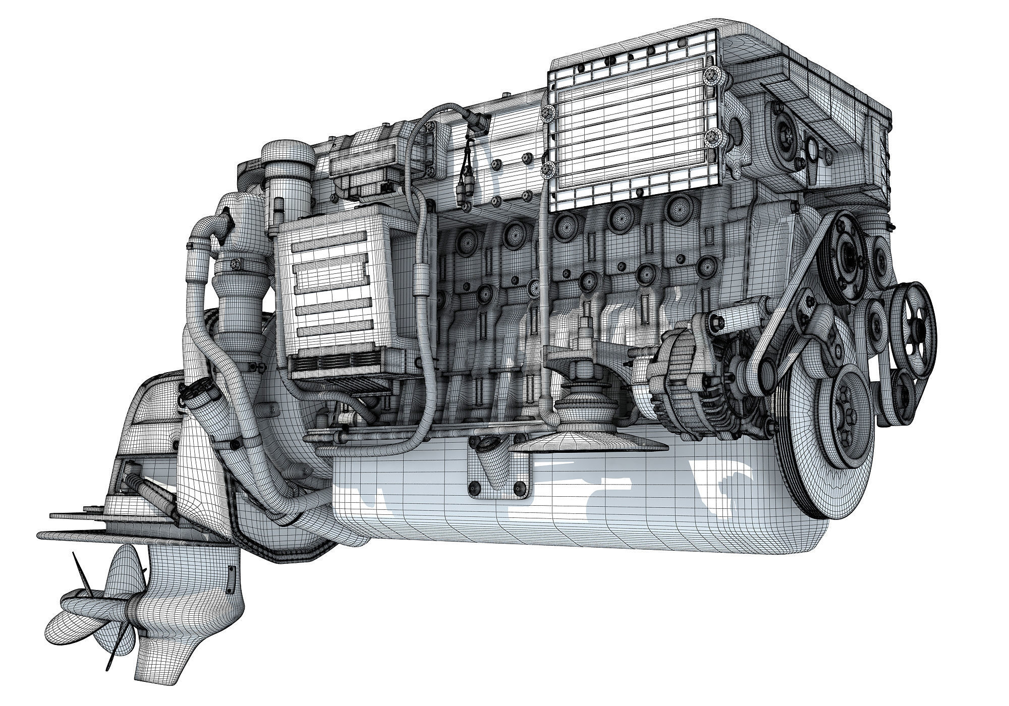 Inboard Outboard Drive Engine 3D model_16
