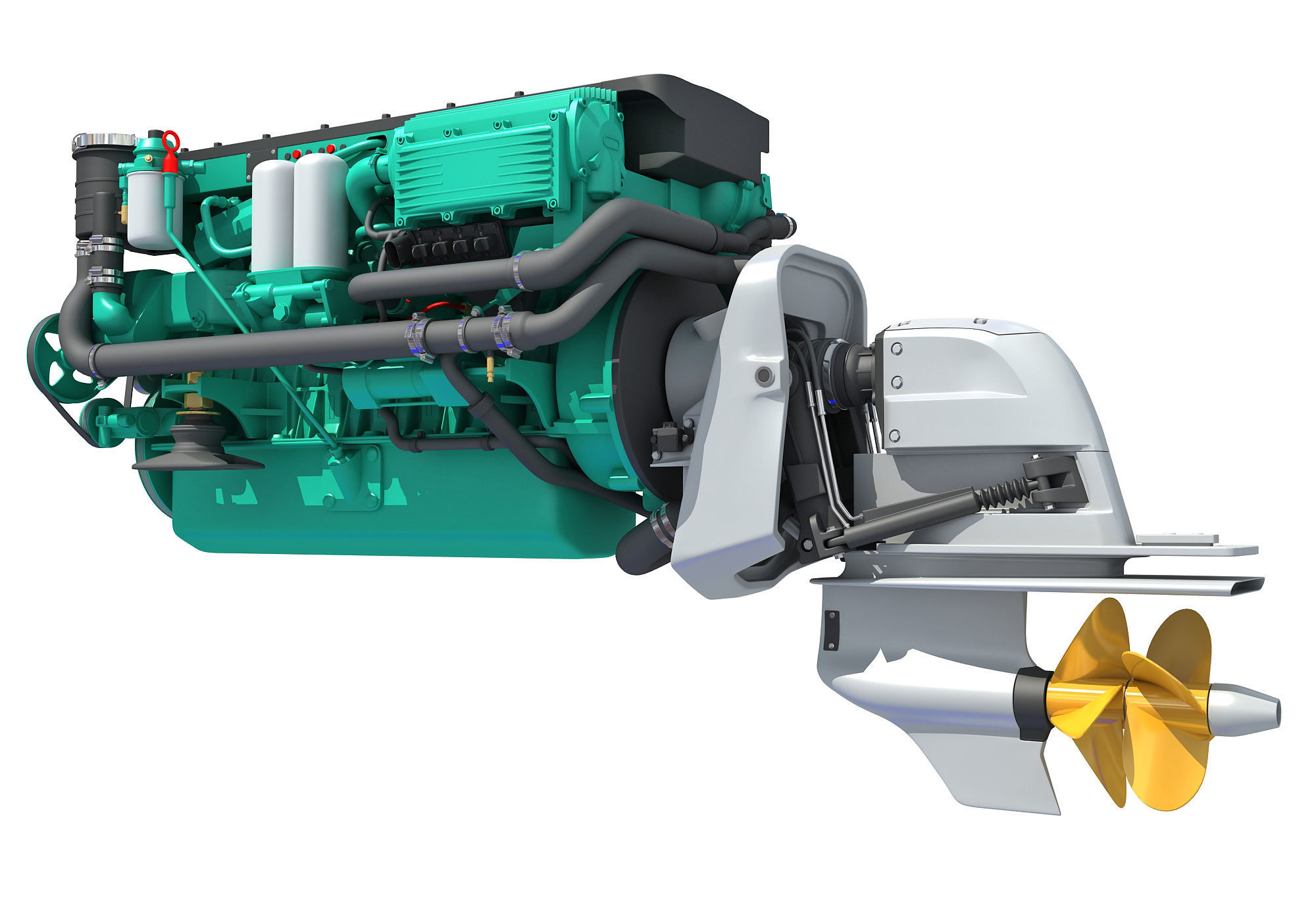 Inboard Outboard Drive Engine 3D model_3