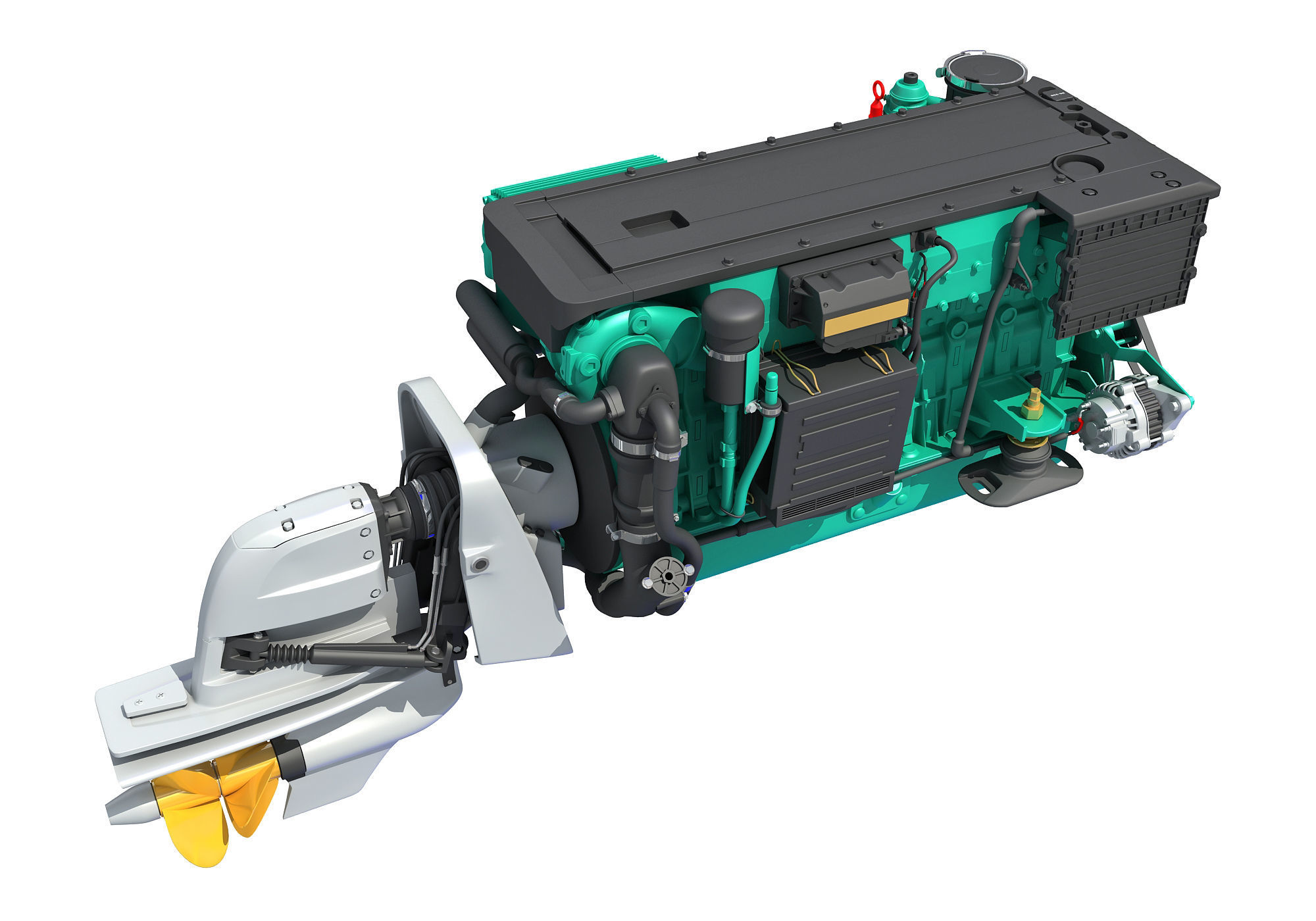 Inboard Outboard Drive Engine 3D model_7