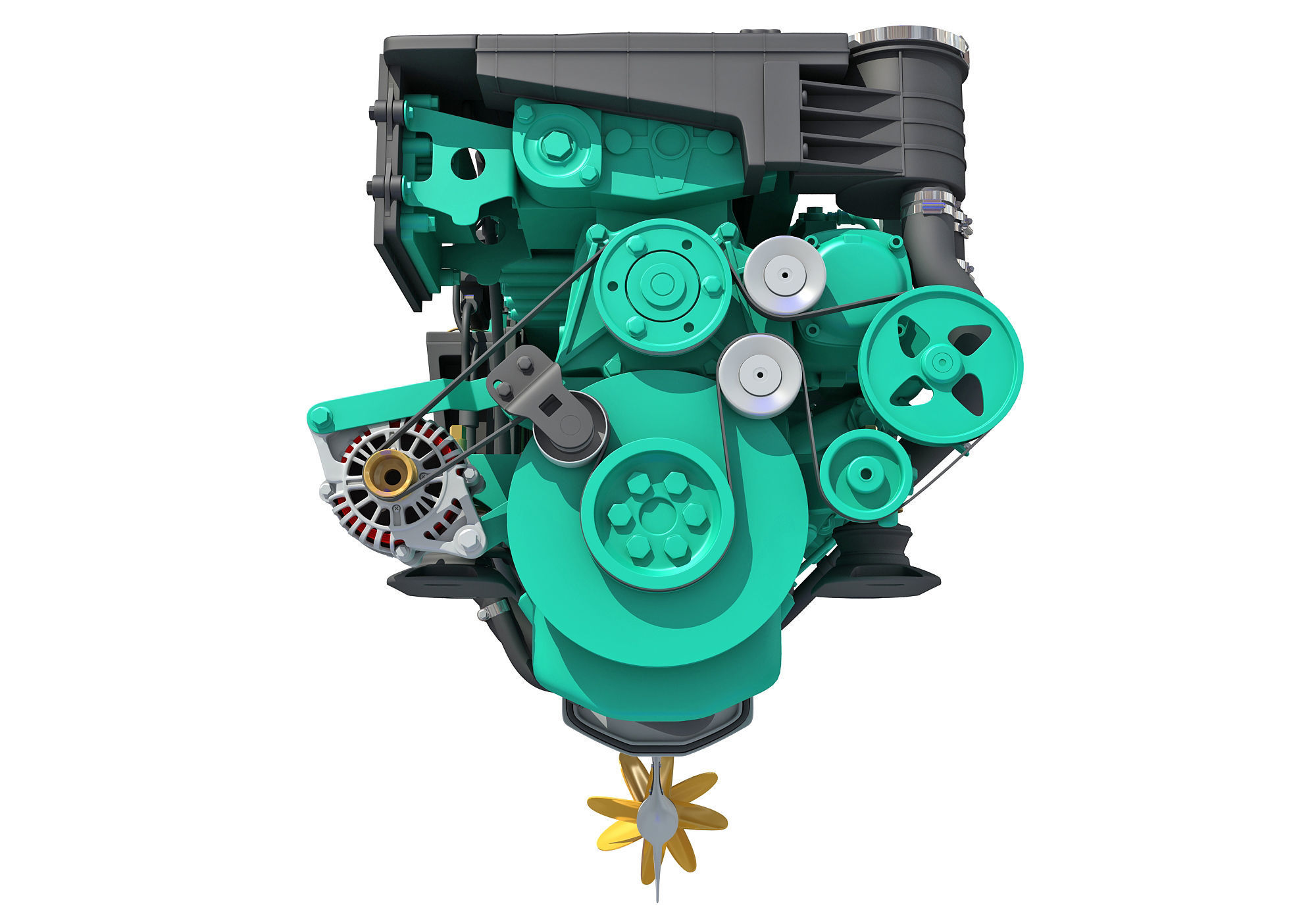 Inboard Outboard Drive Engine 3D model_9