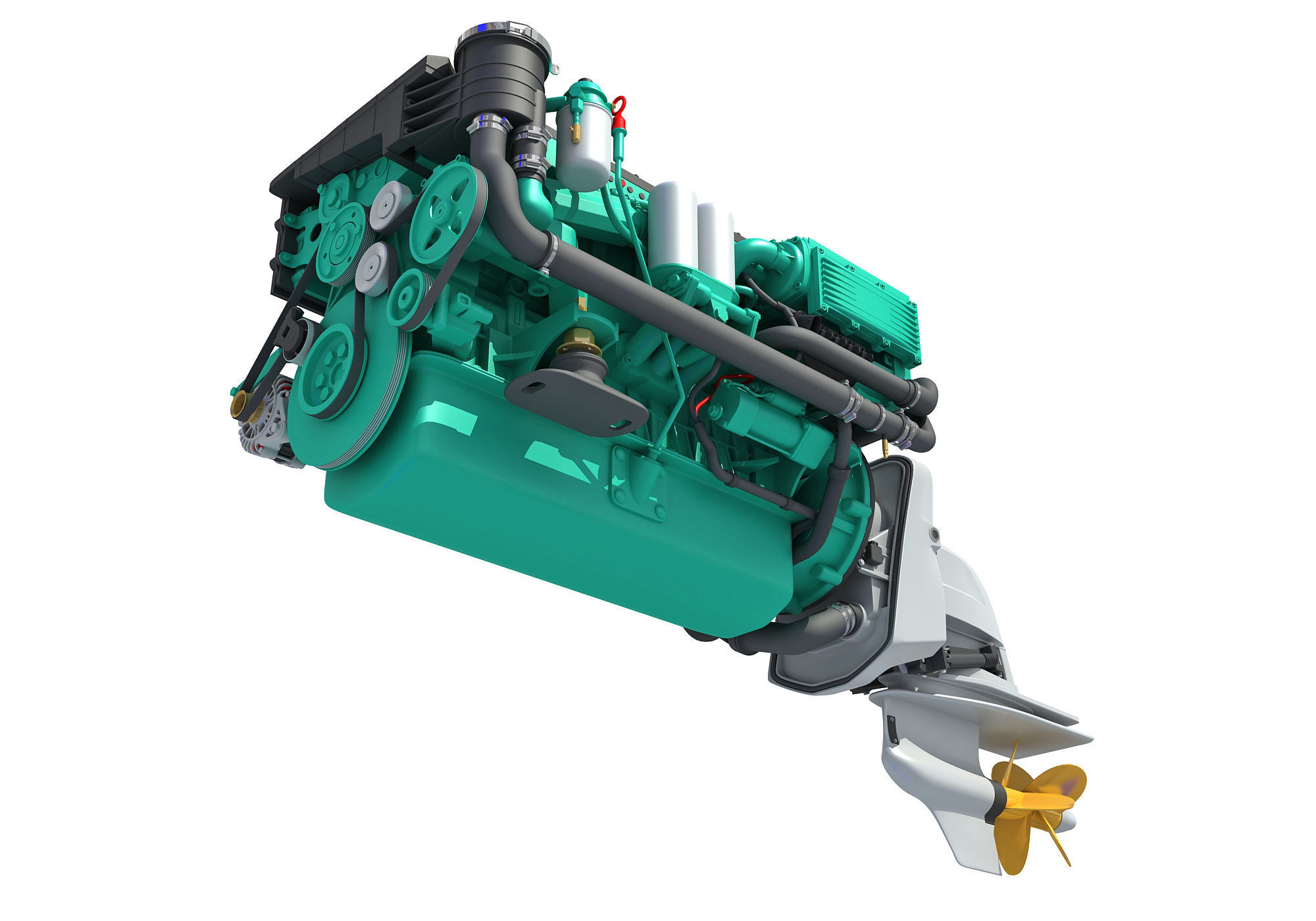 Inboard Outboard Drive Engine 3D model_8