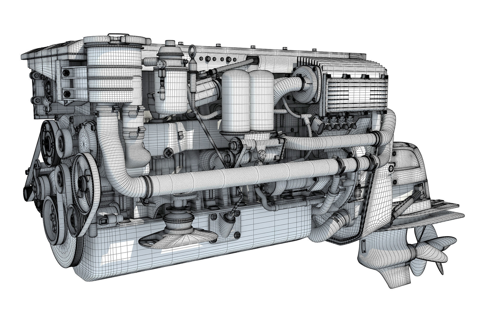 Inboard Outboard Drive Engine 3D model_12