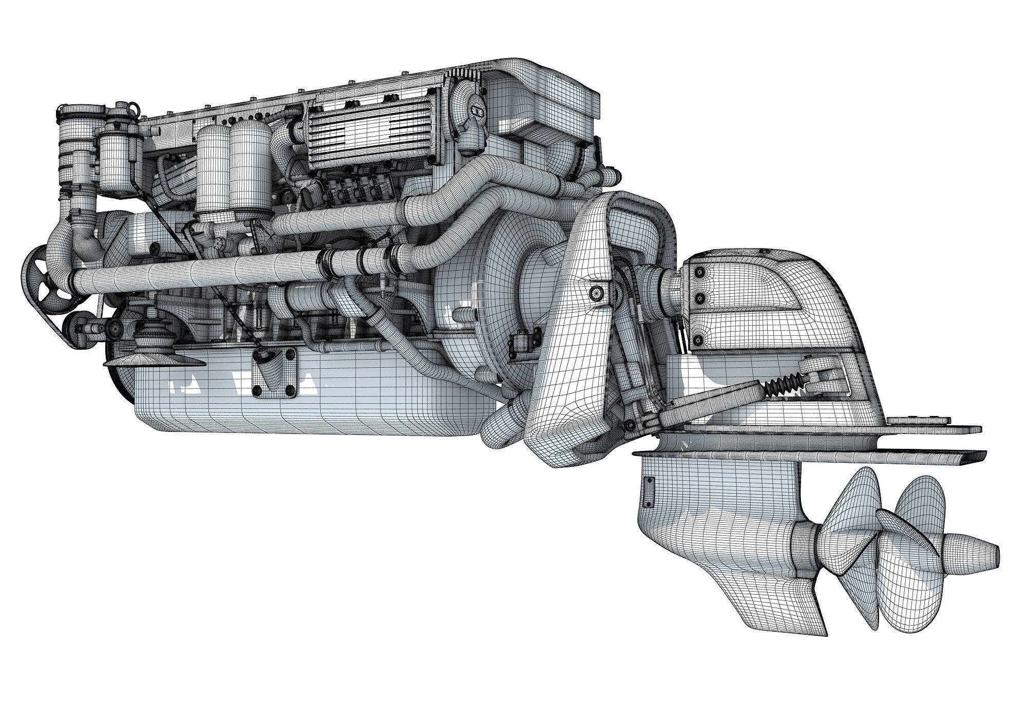 Inboard Outboard Drive Engine 3D model_13