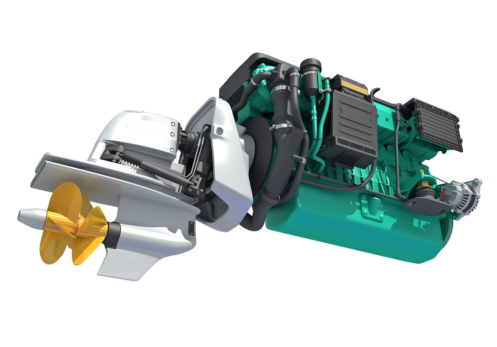 Inboard Outboard Drive Engine 3D model_10