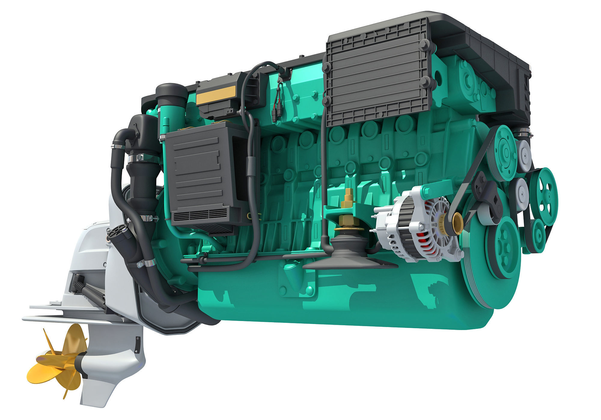 Inboard Outboard Drive Engine 3D model_11