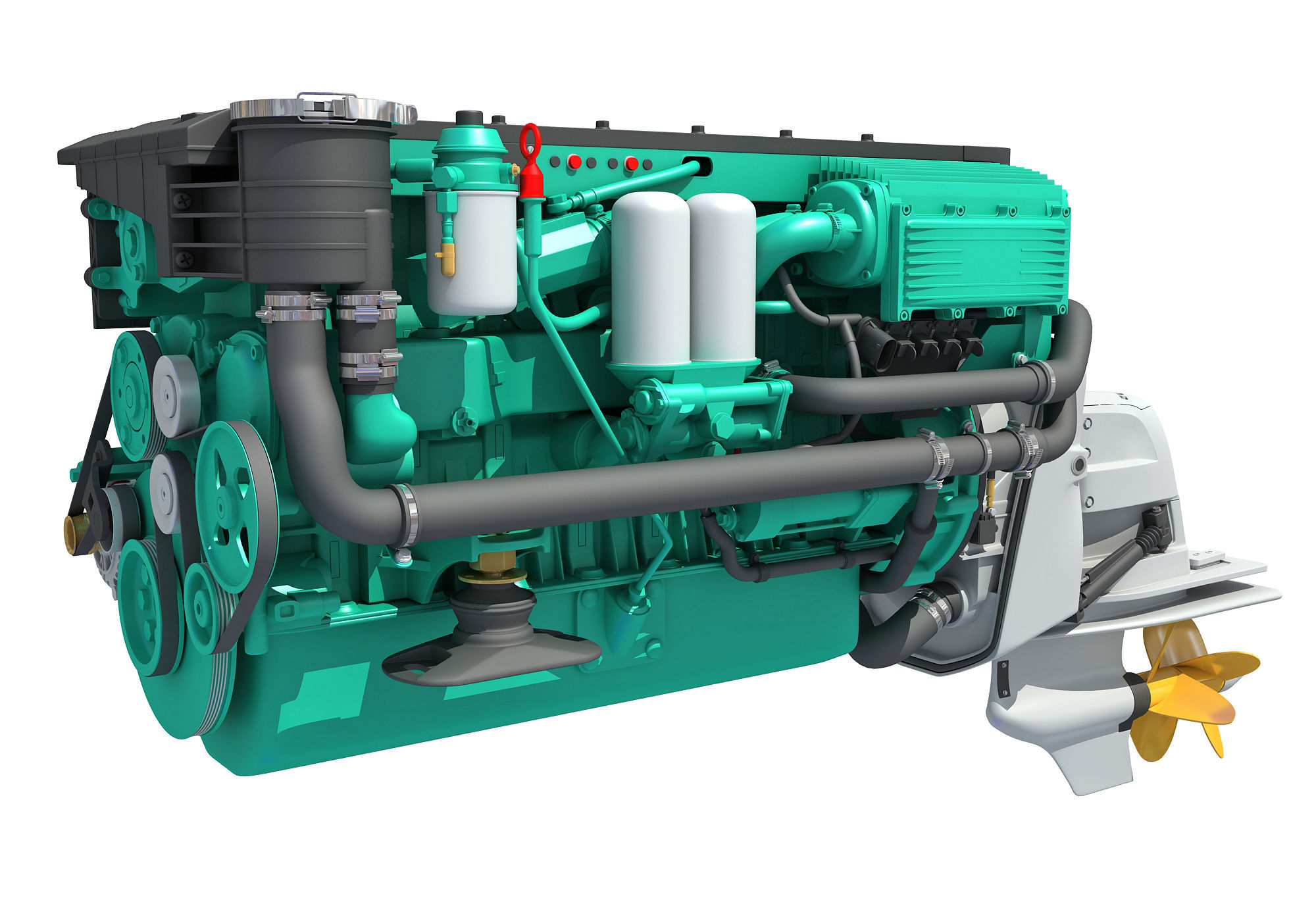 Inboard Outboard Drive Engine 3D model_1