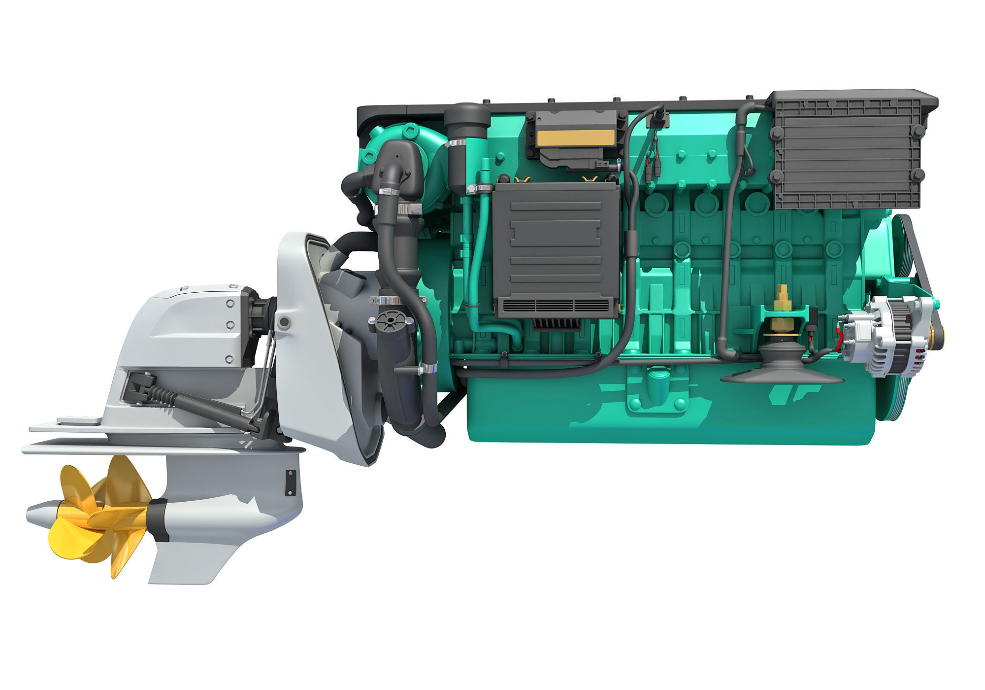 Inboard Outboard Drive Engine 3D model_5