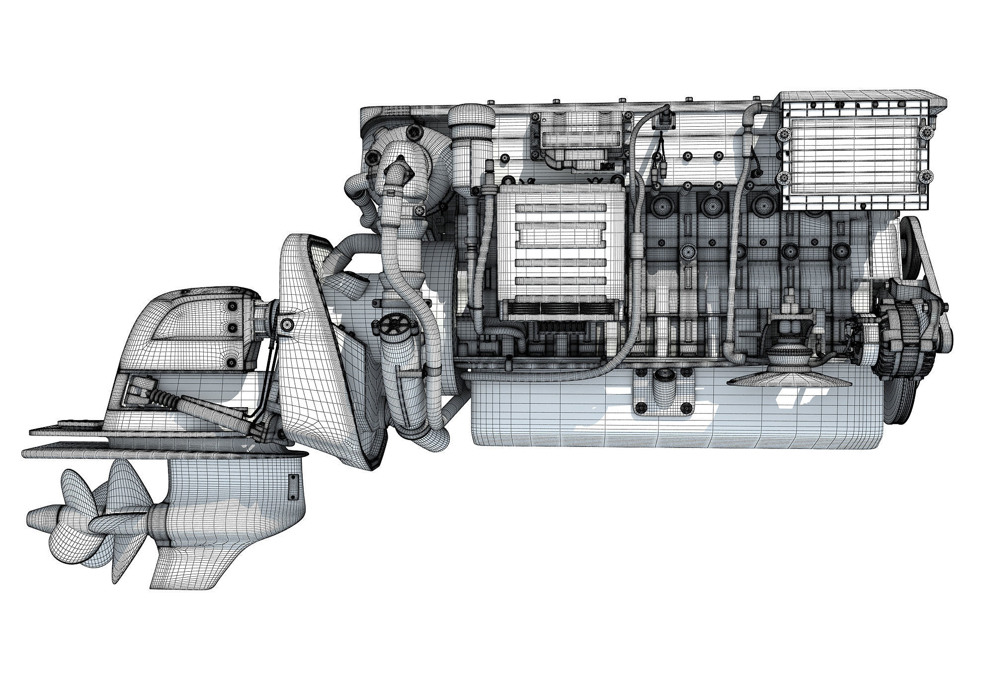 Inboard Outboard Drive Engine 3D model_14