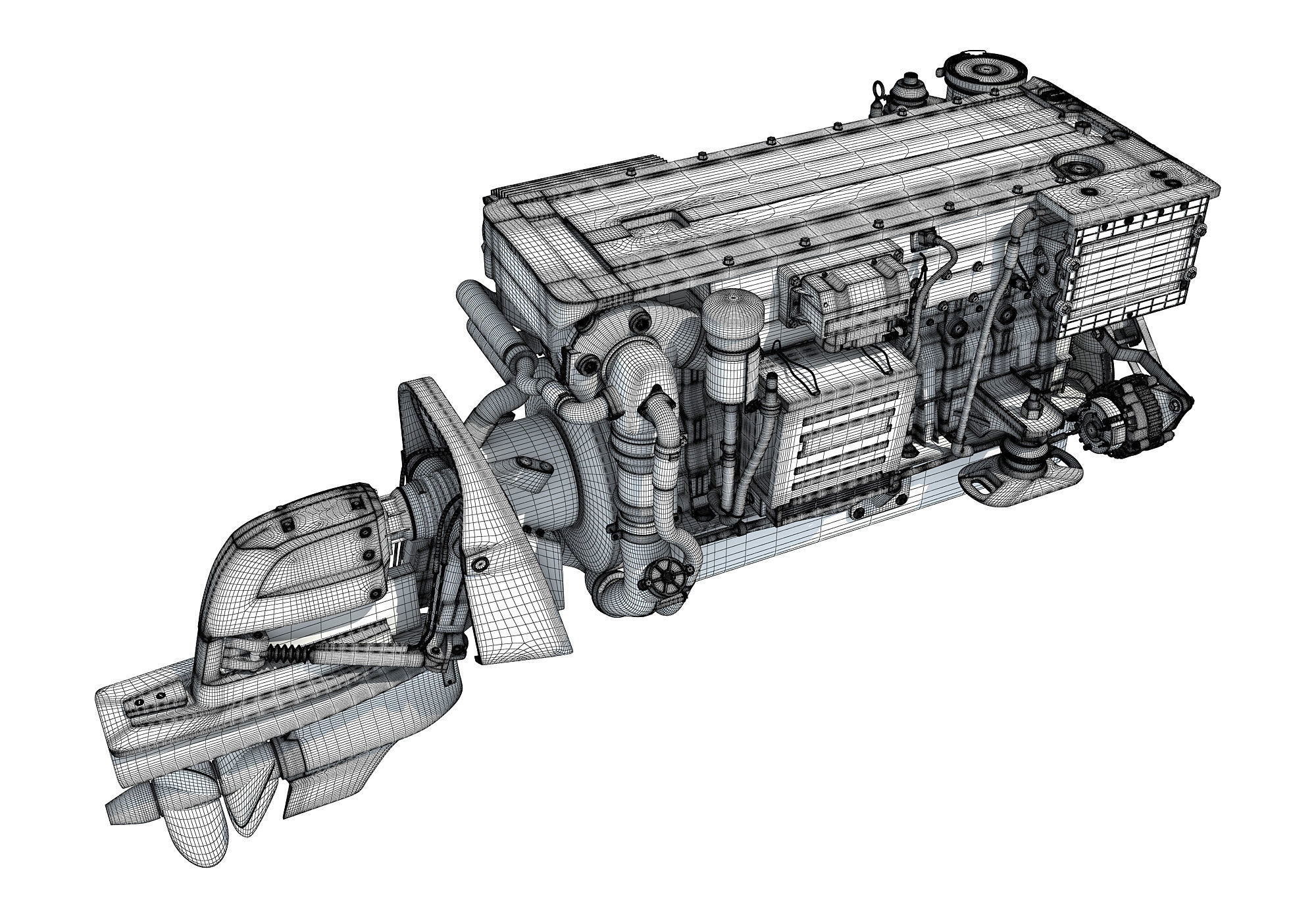 Inboard Outboard Drive Engine 3D model_15
