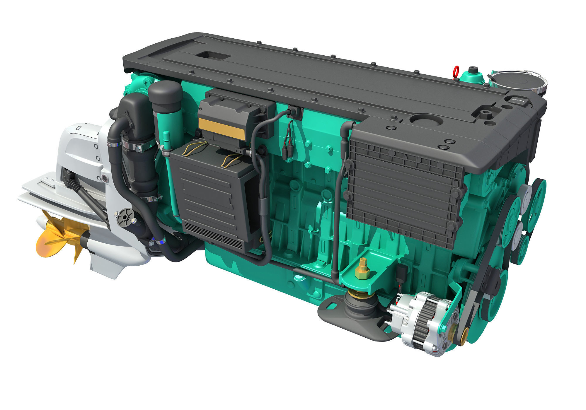 Inboard Outboard Drive Engine 3D model_6