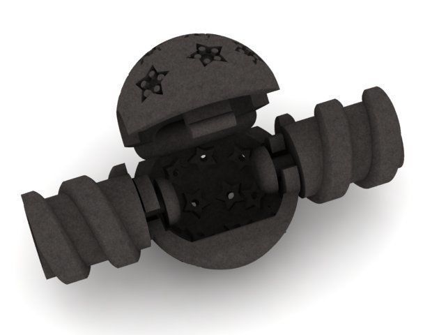 star sphere with stone charm lock set 3 3D print model_2