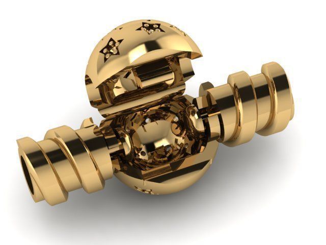 star sphere with stone charm lock set 3 3D print model_1