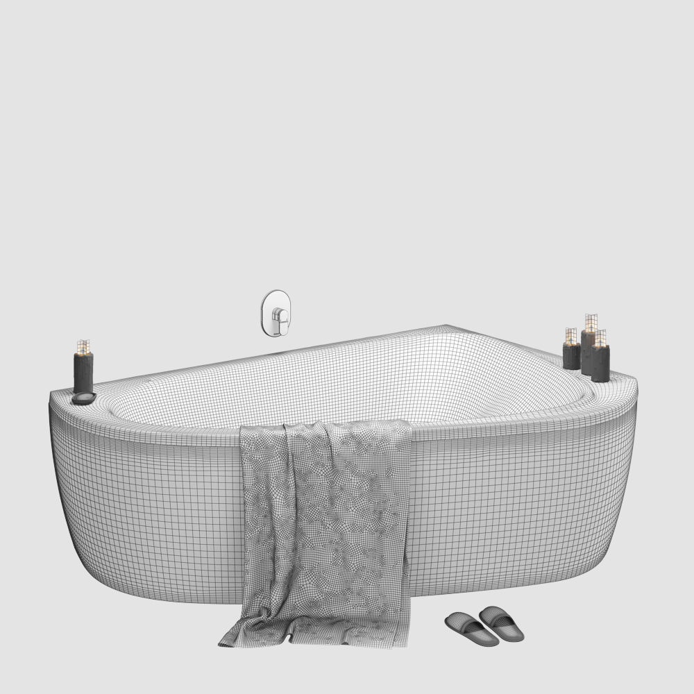 Set of baths Ravak set 14 -LoveStory -Chrome -Rosa 95 -BeHapp 3D model_18