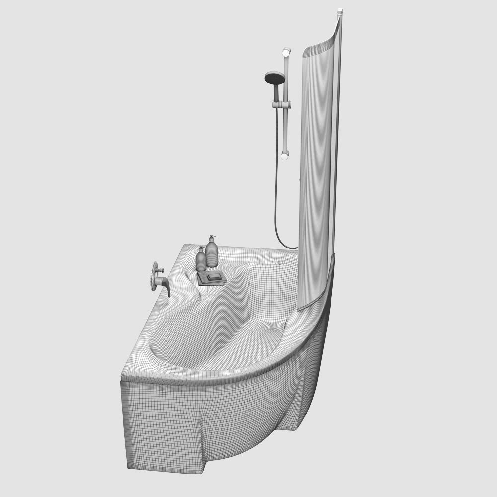 Set of baths Ravak set 14 -LoveStory -Chrome -Rosa 95 -BeHapp 3D model_23