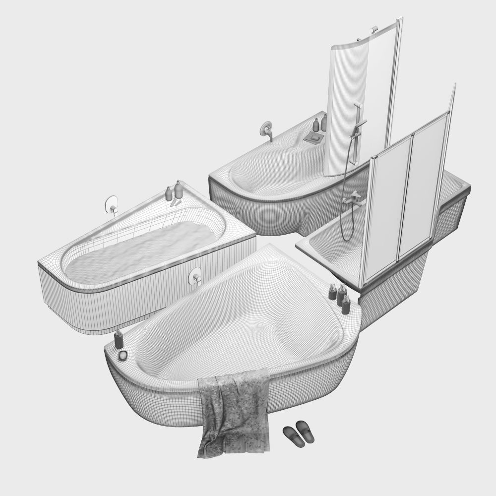 Set of baths Ravak set 14 -LoveStory -Chrome -Rosa 95 -BeHapp 3D model_27