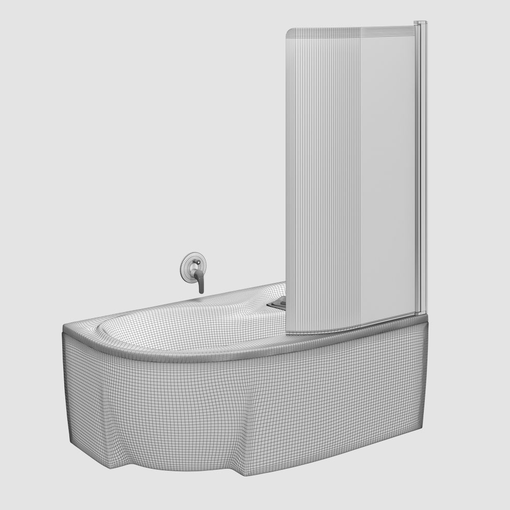 Set of baths Ravak set 14 -LoveStory -Chrome -Rosa 95 -BeHapp 3D model_21