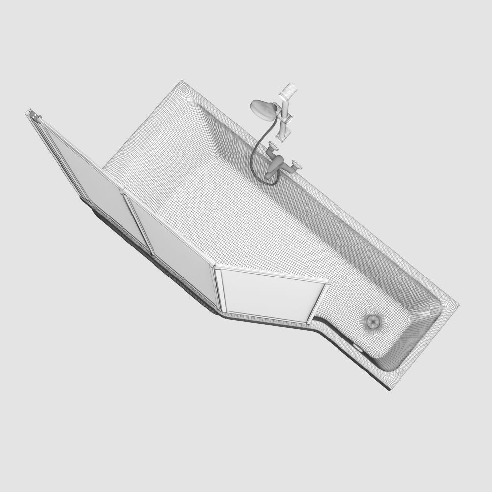 Set of baths Ravak set 14 -LoveStory -Chrome -Rosa 95 -BeHapp 3D model_25