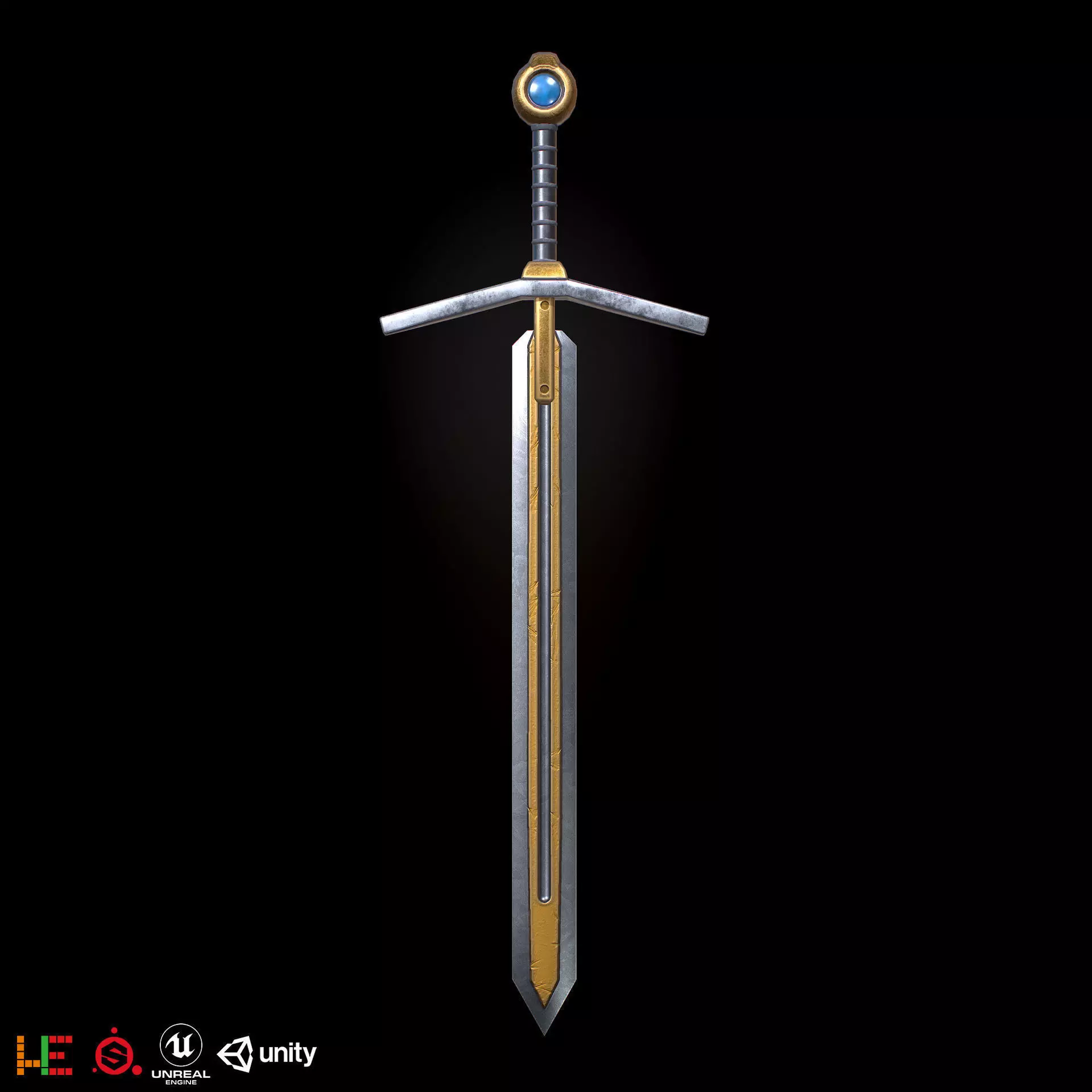 HIE Game Ready Sword N1 Free low-poly 3D model_0