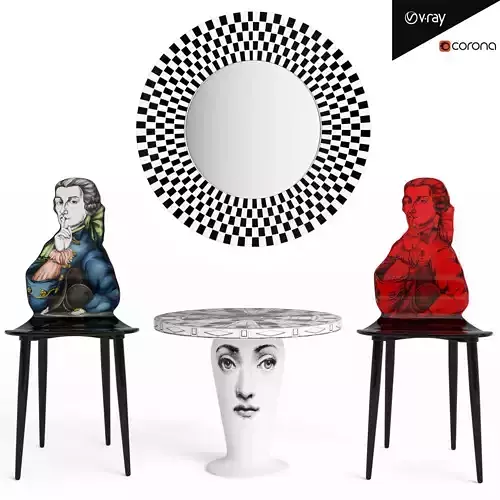 Don Giovanni Chair and Architettonico Table Low-poly 3D model