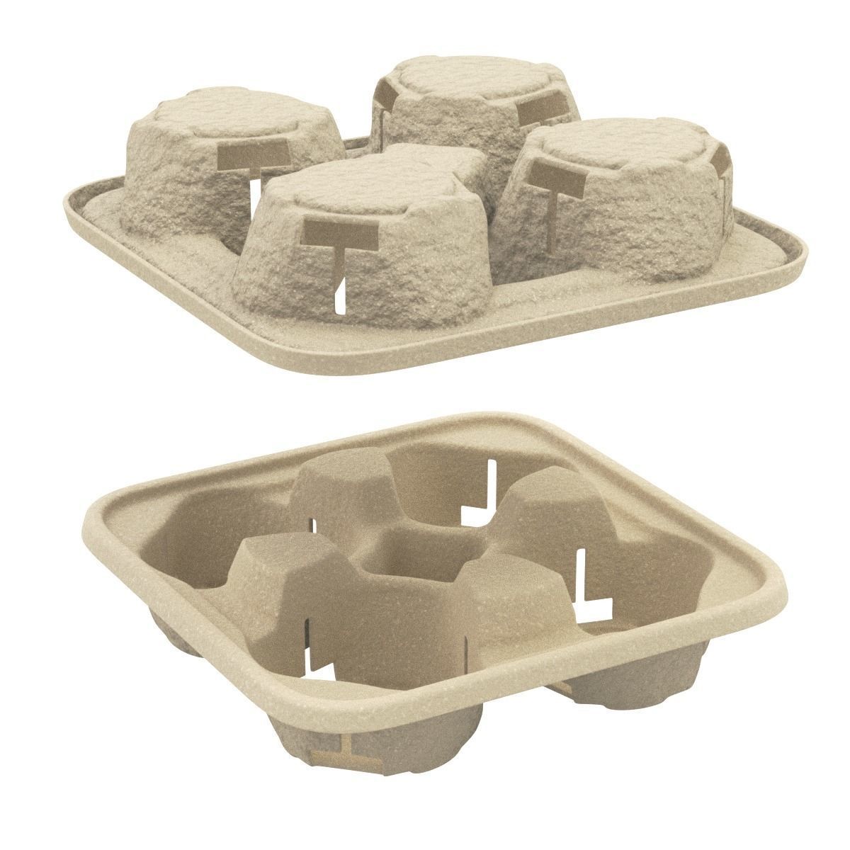 Takeout Coffee Cup with Lid and Holder 3D model_8