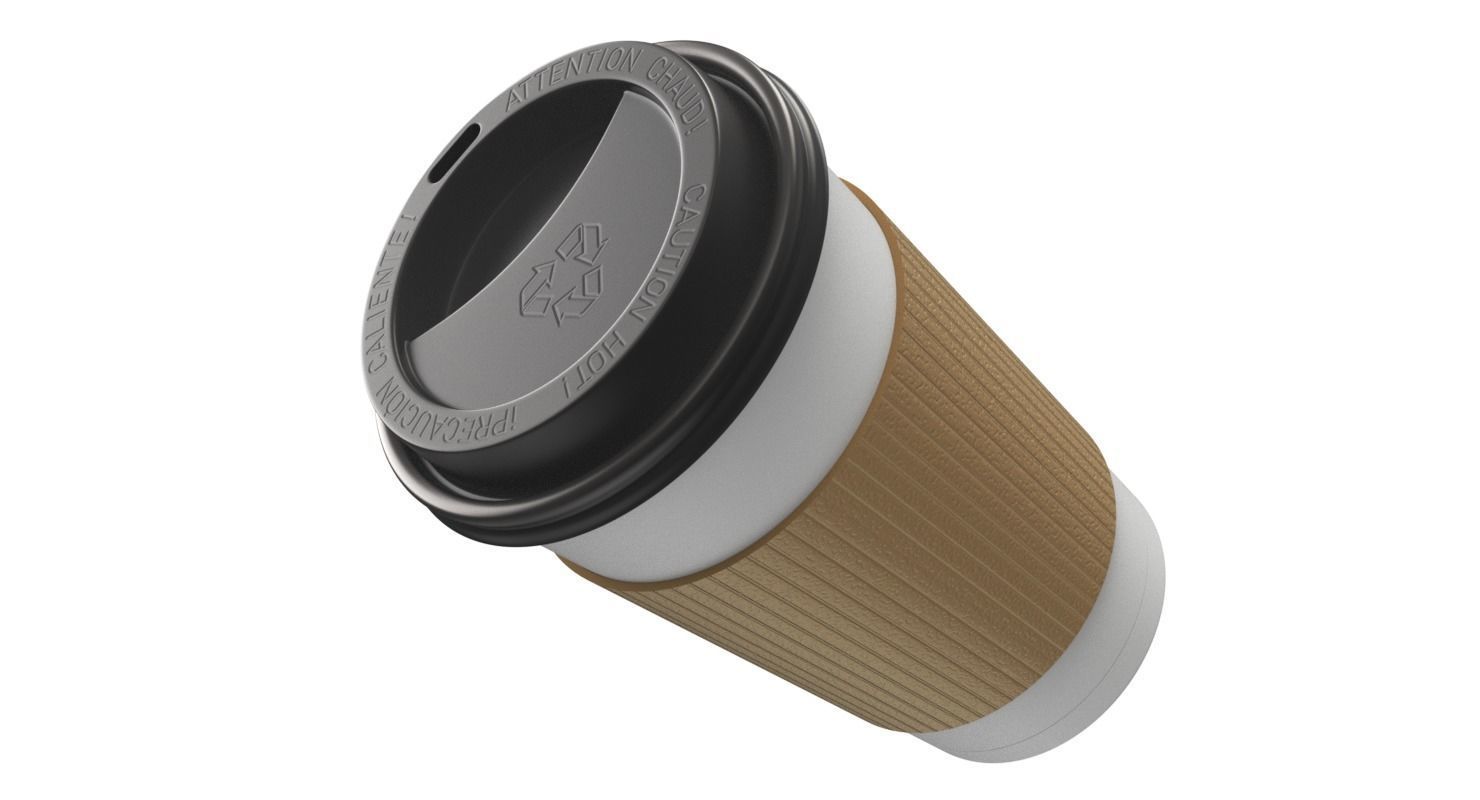 Takeout Coffee Cup with Lid and Holder 3D model_15