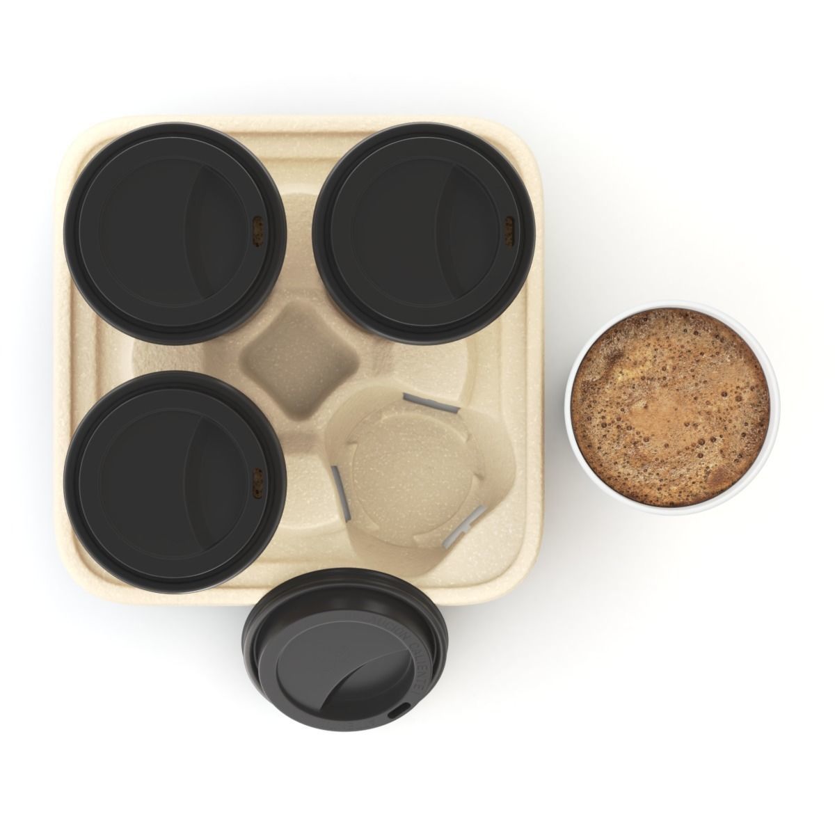 Takeout Coffee Cup with Lid and Holder 3D model_2