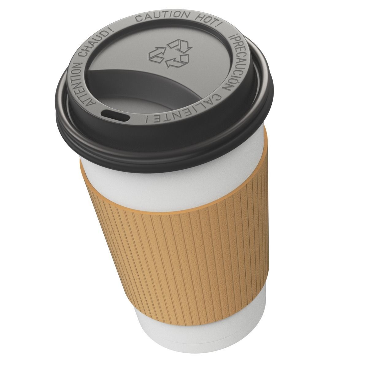 Takeout Coffee Cup with Lid and Holder 3D model_14