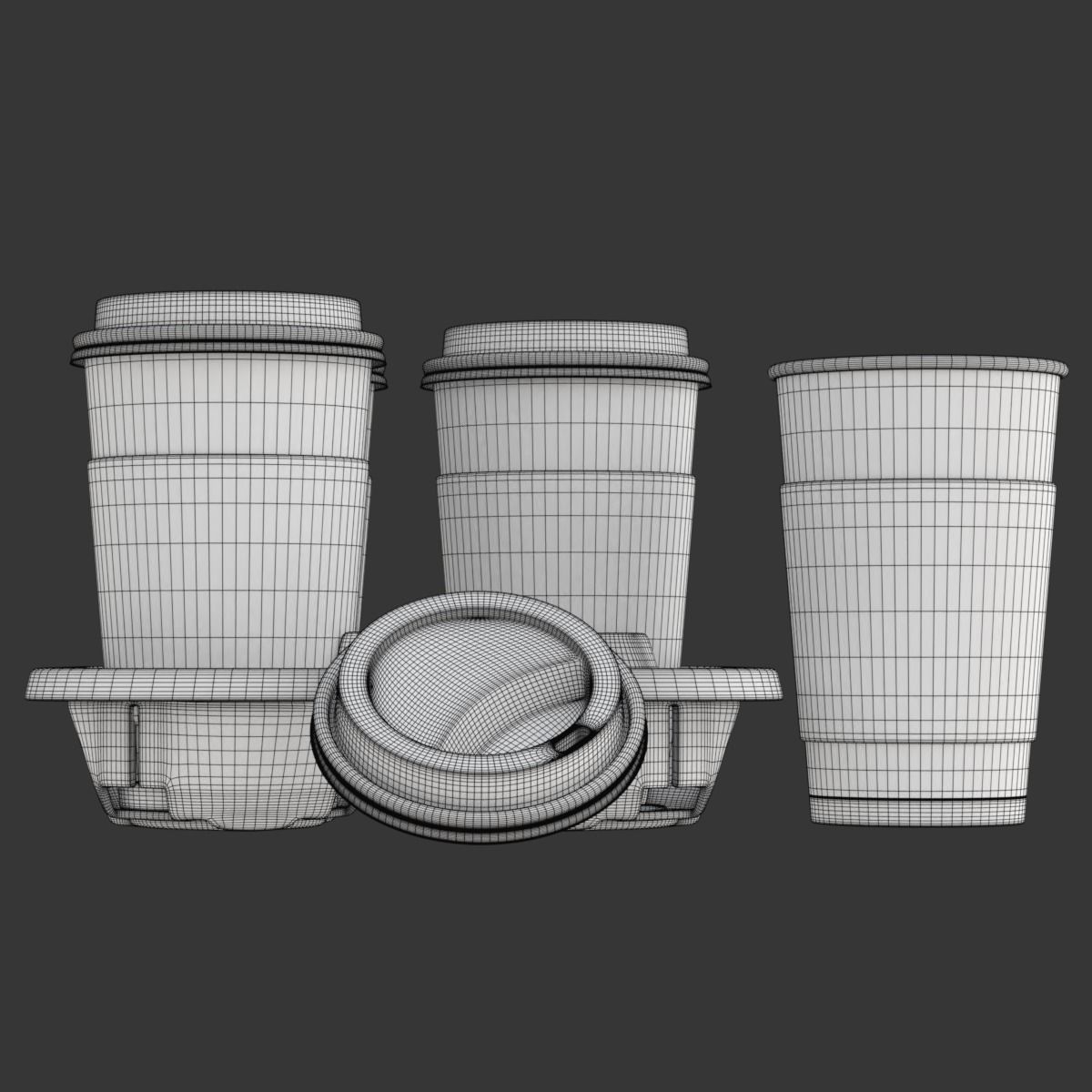 Takeout Coffee Cup with Lid and Holder 3D model_29
