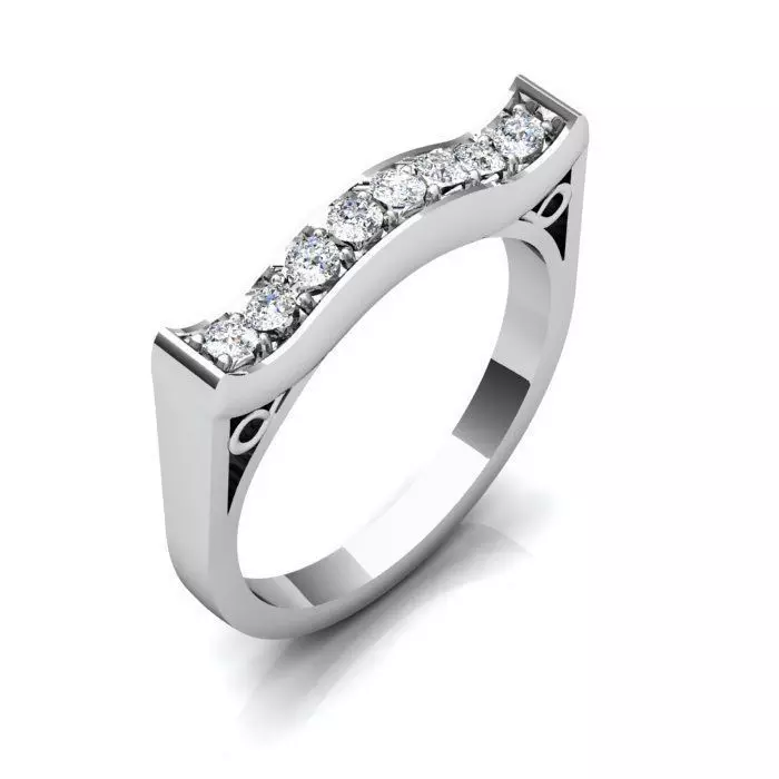 Cat Face Engagement Ring With Diamonds 1 3D print model