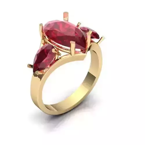 Gold Color Engagement Ring With Ruby 6