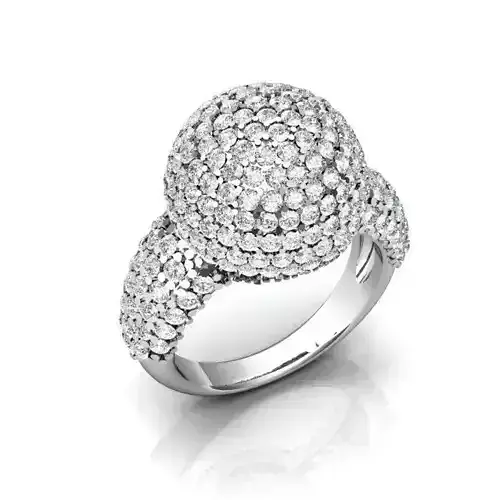 Silver Sphere Engagement Ring With Diamonds