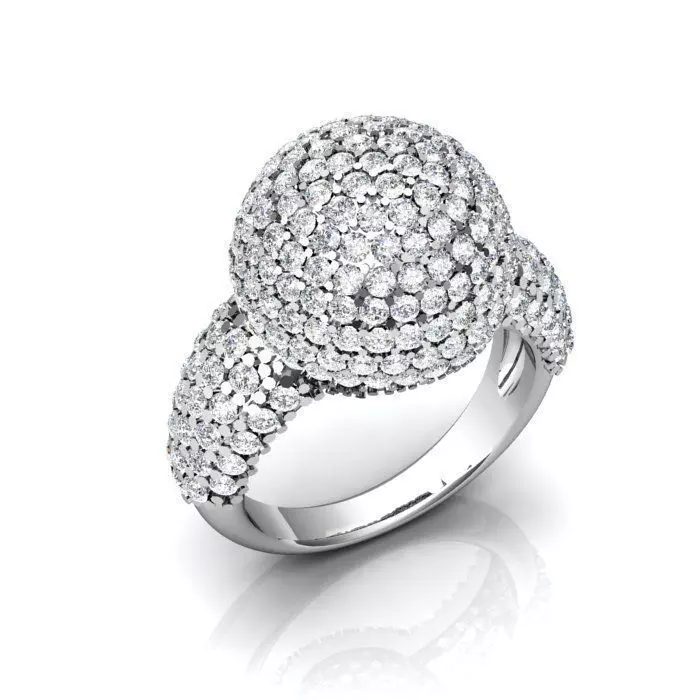 Silver Sphere Engagement Ring With Diamonds 3D print model_0