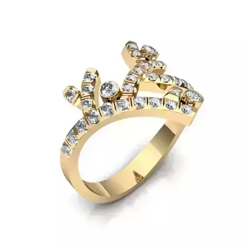 Spiral Golden Engagement Ring With Diamonds 5