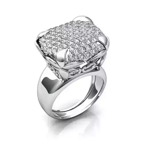 Floral Design Princess Cut Ring With Diamonds