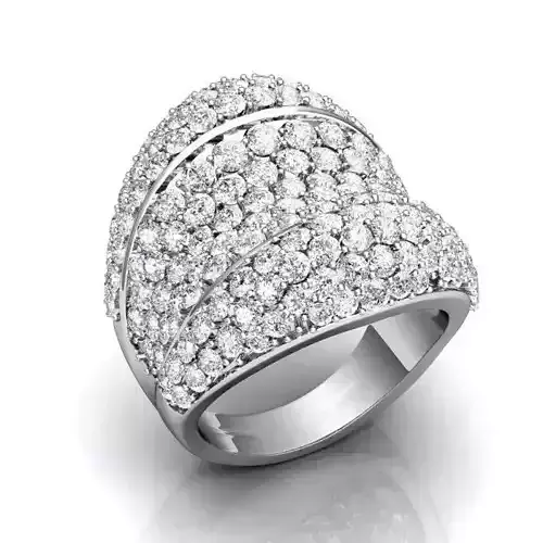 Thick Wide Engagement Ring With Diamonds